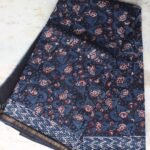 Bagru-Dabu Block-Print Indigo Chanderi Saree