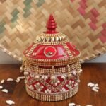 Beads Red Lace small wooden sindoor-box