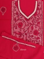 Red and Beige Kantha cotton Kurta Fabric - Image 2