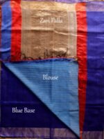 Beige Palla, Blue Bhagalpuri Dupion Silk Sari - Image 3