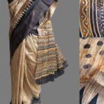 Beige, Black and Yellow Katiya Tussar Silk Sari