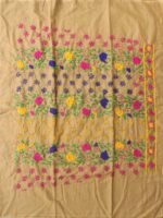 Beige-brown Phulkari cotton salwar fabric - Image 2