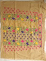 Beige-Brown Phulkari embroidered Salwar Fabric - Image 2