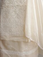 Beige cotton Chikankari Dress-material - Image 3