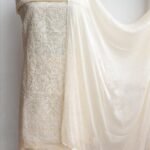 Beige cotton Chikankari Dress-material