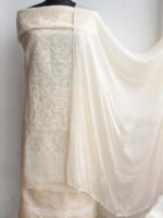 Beige cotton Chikankari Dress-material