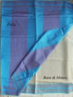 Beige and blue Muga-tussar silk Sari - Image 3