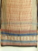 Beige and Red Bagru-print Chanderi Dupatta - Image 3