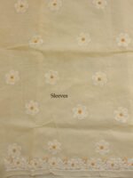 Beige-Yellow Cotton Chikankari Dress-material - Image 5