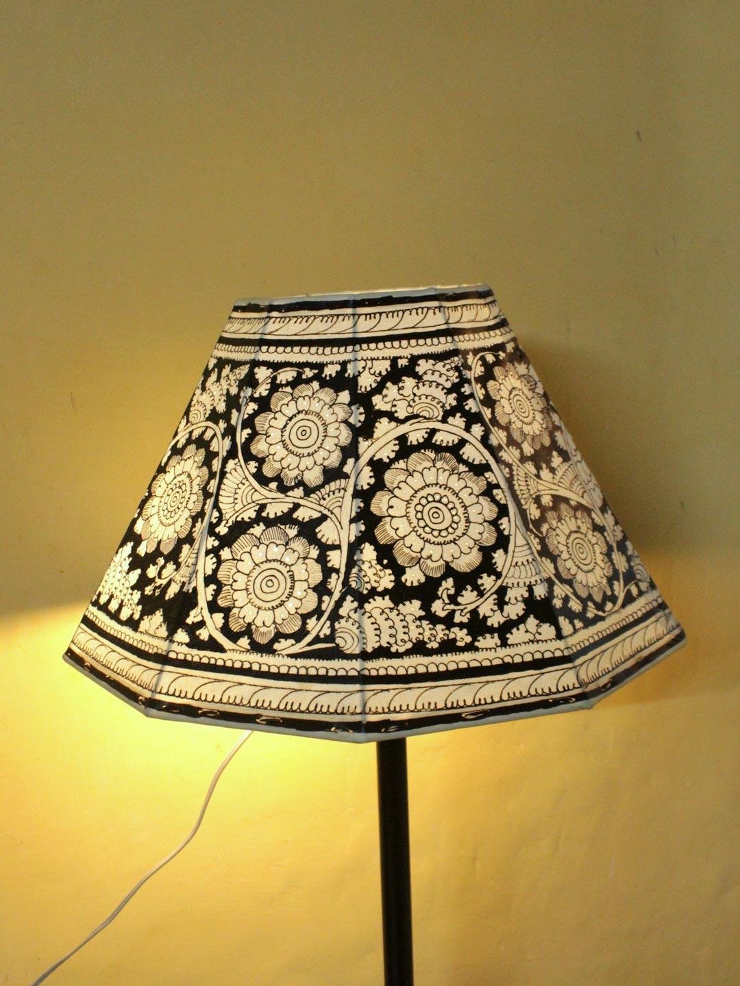 Big-Black-and-white-Tholu-Bommalata-Lampshade.jpg Big Black and White Tholu Bommalata Lampshade - Image 1