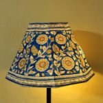 Big Blue and Yellow Leather Lampshade