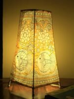 Yellow fish on Rectangular Tholu-Bommalata Table Lamp