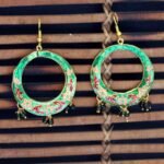 Round Green Meenakari Earrings
