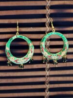 Round Green Meenakari Earrings