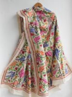 Birds and Peacocks Kantha Silk Dupatta - Image 2