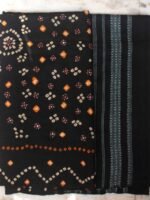 Black Bandhej mirrorwork Bhujodi Shawl - Image 2