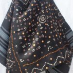 Black Bandhej mirrorwork Bhujodi Shawl