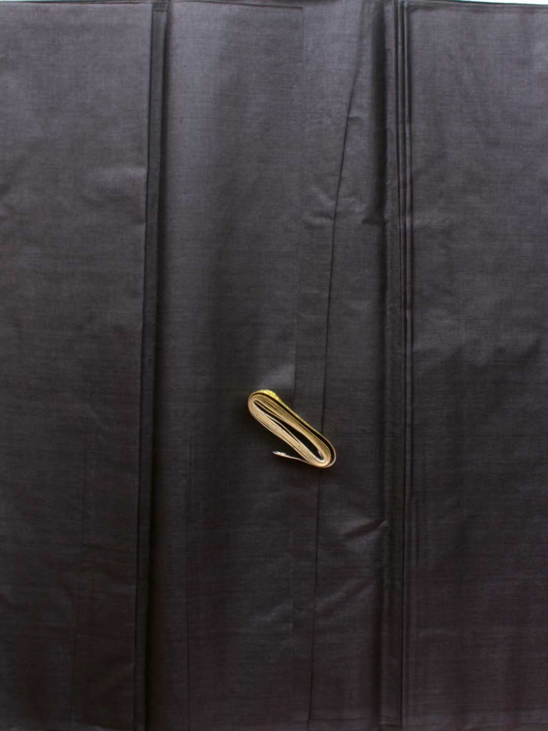 Black-Bhagalpuri-paper-tussar-silk-Fabric.jpg Black paper Tussar Silk Fabric - Image 1