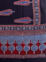 Black, Blue, Maroon cotton Ajrakh stole - Image 3