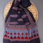 Black, Blue, Maroon cotton Ajrakh stole