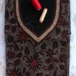 Black Kantha embroidered cotton kurta Fabric