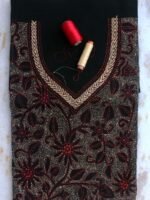 Black Kantha embroidered cotton kurta Fabric