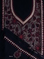 Black Kantha embroidered cotton kurta Fabric - Image 3