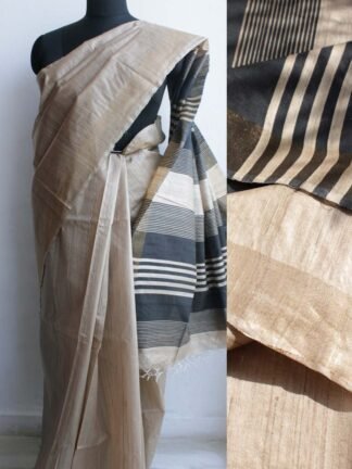 Black Palla, Golden Desi Tussar Silk saree