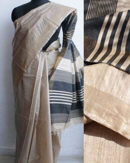 Black Palla, Golden Desi Tussar Silk saree