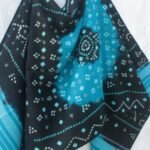 Black and Blue Bandhej mirrorwork Shawl