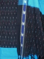Black and Blue Ikkat Cotton 3pc Ladies Suit - Image 2