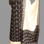 Black and ivory Pochampally Ikat 3pc cotton Suit Set