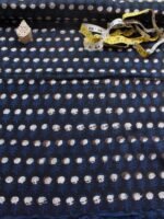 Black and Indigo Block-printed cotton Fabric