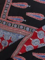 Black and Red Modal Silk Ajrakh Stole - Image 3
