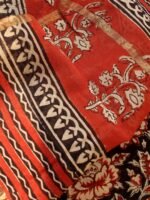 Black, Red Bagru printed Chanderi Dupatta - Image 2