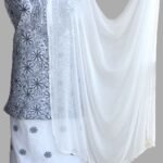 Black and white Chikankari cotton Dress-material