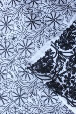 Black and white Chikankari cotton Dress-material - Image 2