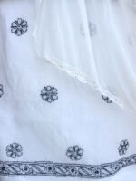 Black and white Chikankari cotton Dress-material - Image 4