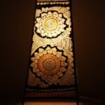Black and white big Tholu-Bommalata Table-lamp