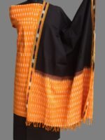 Black and Yellow Pochampally ikkat Cotton 3pc Suit