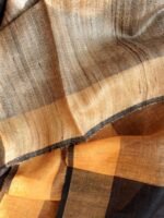 Silk Palla, Yellow And Black Silk Linen Sari - Image 2