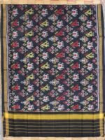Black Hathi-popat pure silk patola dupatta - Image 3