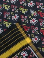 Black Hathi-popat pure silk patola dupatta - Image 2