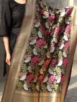 Black kimkwab art-katan-silk Banarasi Dupatta