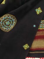 Black Kutch Ahir Handembroidered Shawl - Image 2