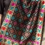 Black meenakari Banarasi art-silk Dupatta