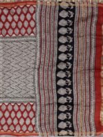 Red, Black, Off-White Block-Printed Chanderi Dupatta - Image 3