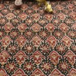 Black and Red Bagru Block-Printed Cotton fabric