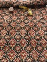 Black and Red Bagru Block-Printed Cotton fabric