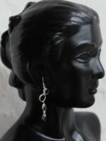 Black stone, contemporary-Silver dangle Earrings - Image 3